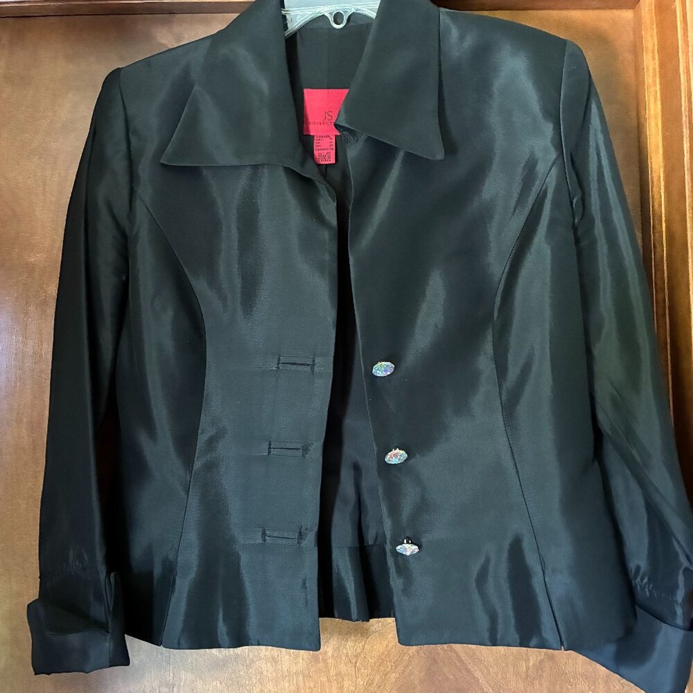 Vintage JS Collections Black Evening Jacket Size 10 - Picture 2 of 6